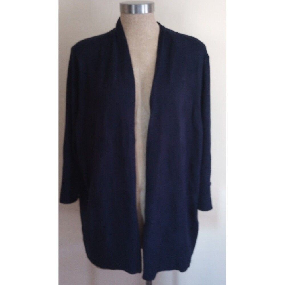Evolution by Cyrus Women Sweater 2X Blue Lars Textured Dot Cardigan Casual NWT